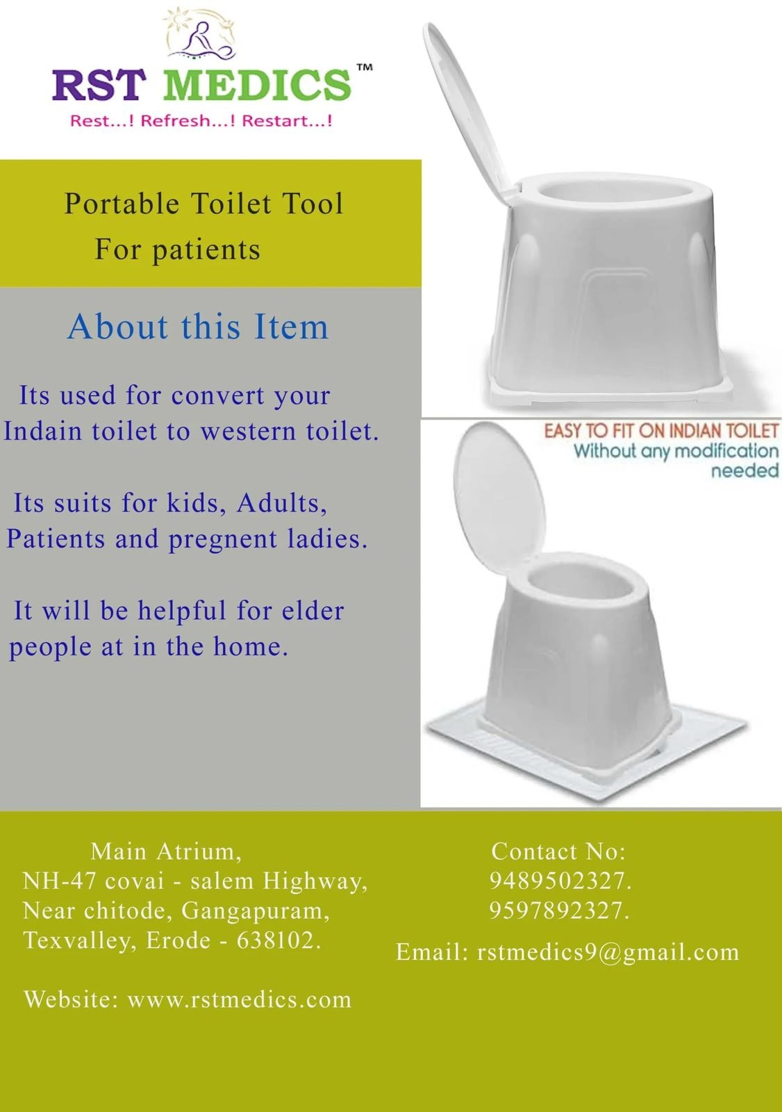 Commode Toilet Stool for Kids, Elder People and pregnant ladies